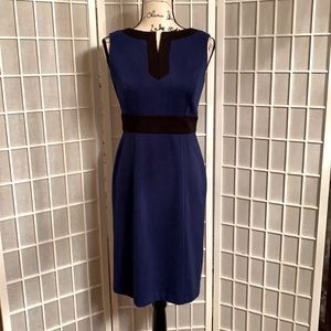 Very flattering blue with black dress